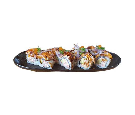 Grilled salmon W crab roll