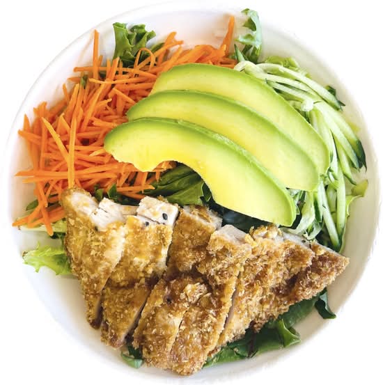 Crispy Chicken Noodle Salad with Sesame creamy honey sauce