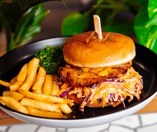 Spicy southern fried chicken burger