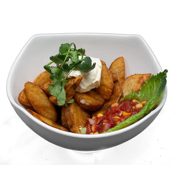 Wedges With Sour Cream and Salsa