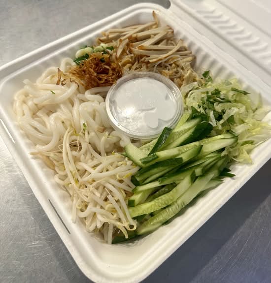 Rice Noodles with Vegetables and Coconut Cream (Bánh Tằm Bì Nước Cốt Dừa)