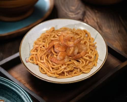 Singapore Handmade Noodles with King Prawns