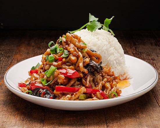 Sauteed Shredded Pork and Spicy Garlic Sauce with rice