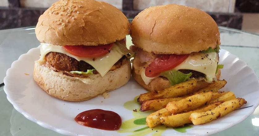 Aloo Tikki Burger With Fries