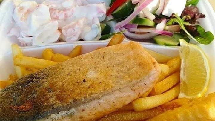 Fish and chips with side salad