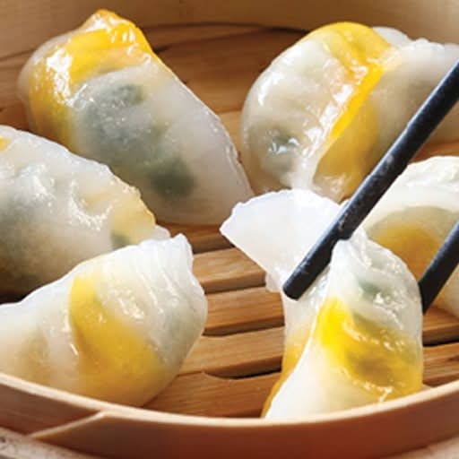 Steamed Dumplings Filled w ChivesScallop & Prawns