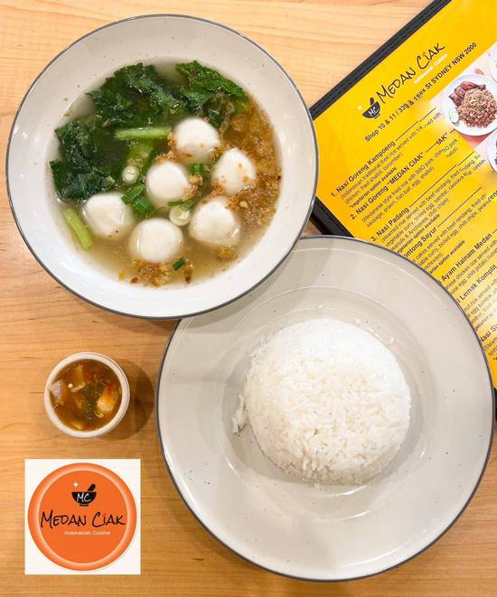 Nasi + Sup Bakso Ikan