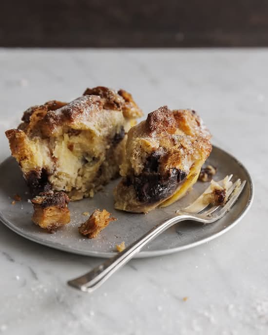 Almond and Chocolate Croissant Pudding