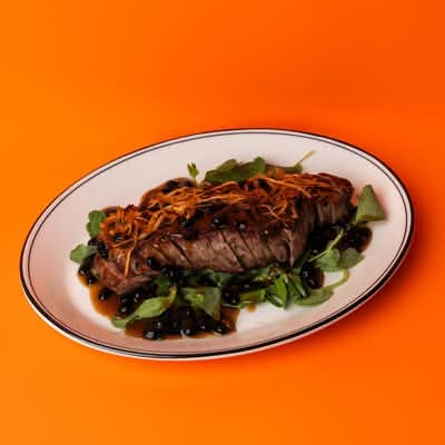 Beef & Black Bean Steak, Snow Pea Tendrils