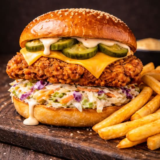 Crispy Chicken Burger + Chips