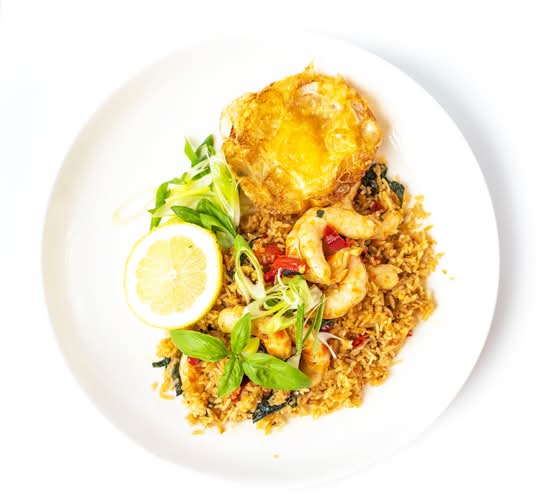Vegan Prawns, Chilli and Basil Fried Rice (VG)
