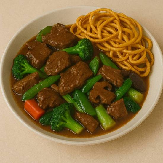 Beef Chow Mien with Crispy Noodles