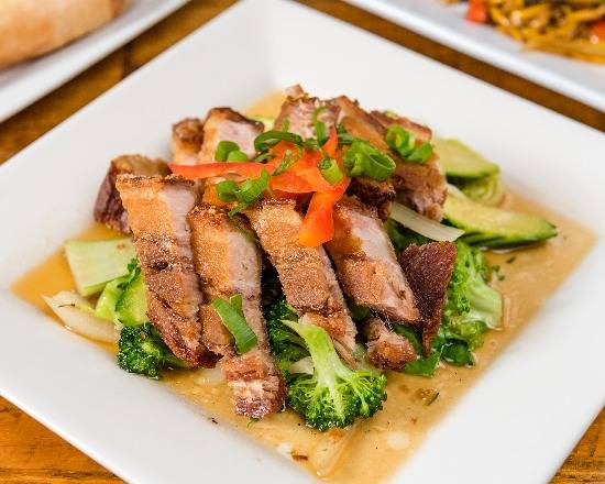 Crispy Pork with Asian Greens