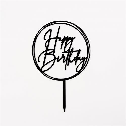 Topper Happy B/Day Rnd - Black