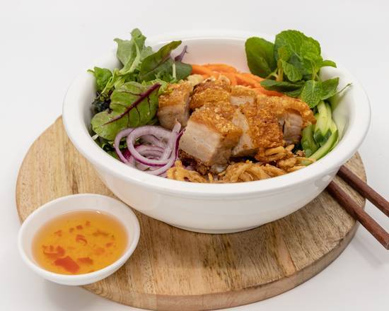 Crispy Pork with Spring Rolls - Vermicelli Noodle Salad