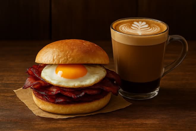 Double Bacon & Egg Roll, Coffee COMBO DEAL