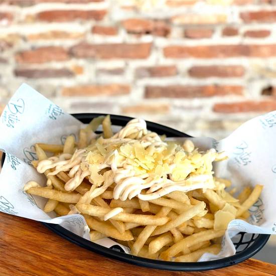 Loaded friesTruffle mayo and Parmesan cheese