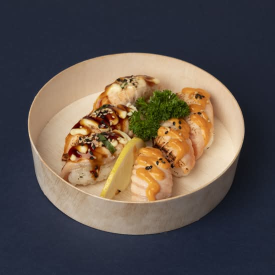 Teriyaki Salmon Aburi Nigiri 6pcs