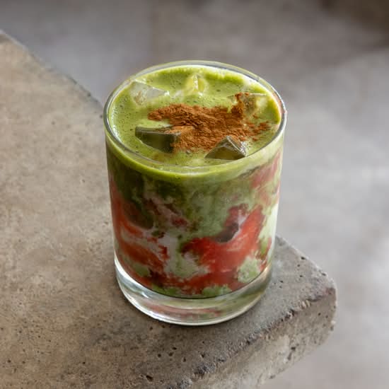 Iced strawberry matcha