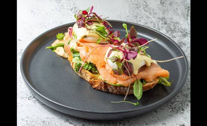 Eggs Benedict on Sourdough Smoked Salmon