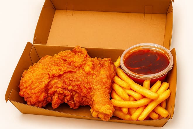 Crispy Fried Chicken with Chip and Sweet and Sour sauce