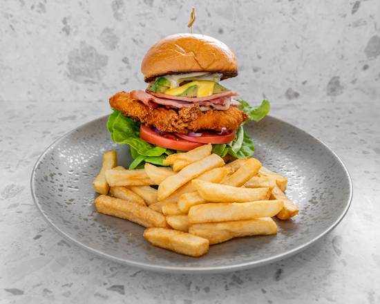 Chicken Avocado Stack Burger & Chips