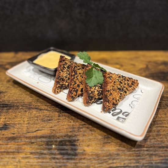Sesame Prawn Toast with Sriracha Mayo