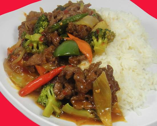 Chilli Beef on Rice