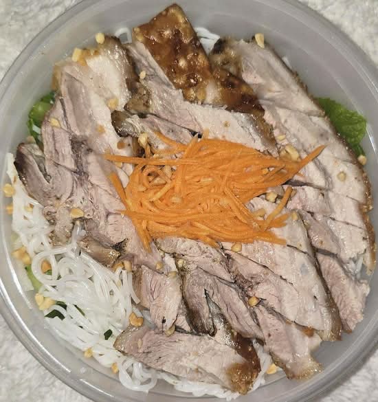 Roast Pork with Crackling Skin Noodle Salad
