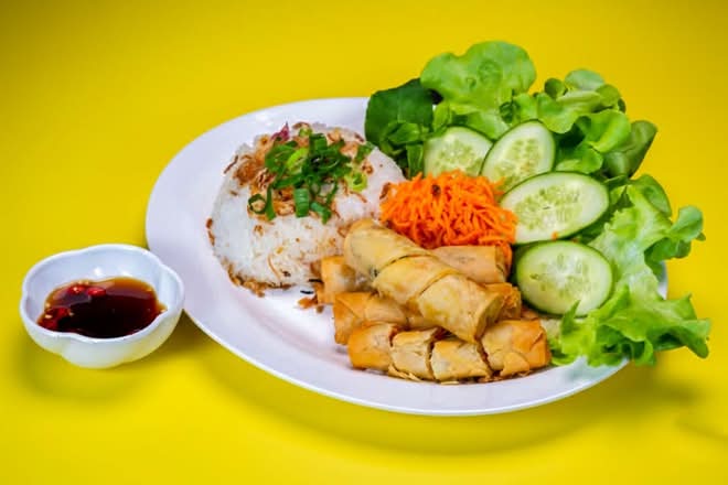 Vegetable Spring Rolls Rice Salad