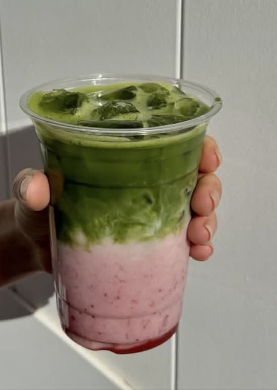 Iced strawberry matcha