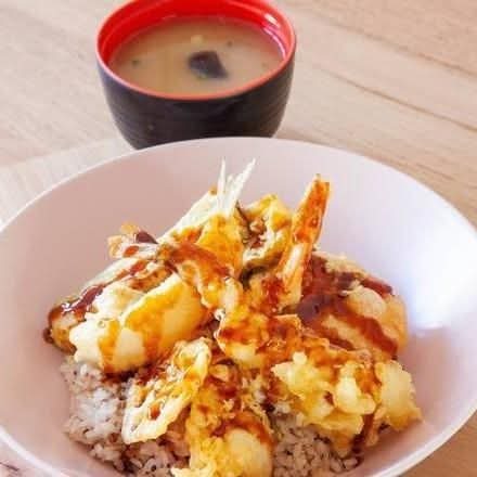 Tempura Rice Bowl with miso soup (GF)