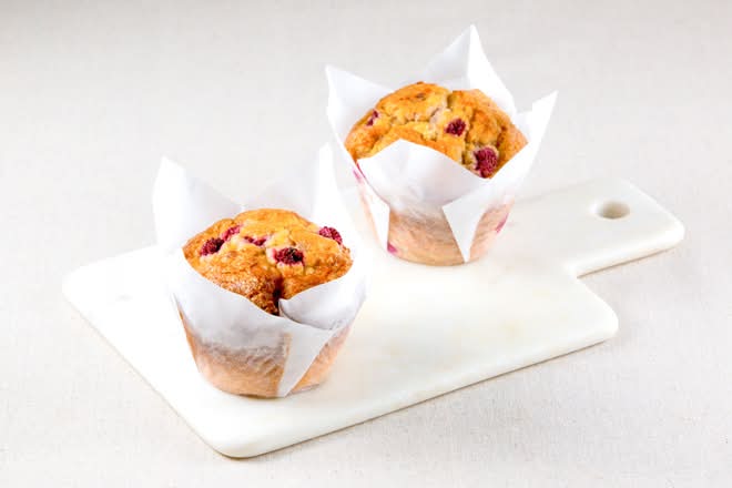 Raspberry and White Chocolate Muffin