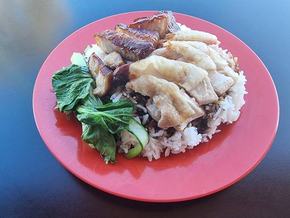 Two hands char siew & chicken combo rice