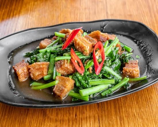 Crispy Pork Belly with Chinese Broccoli