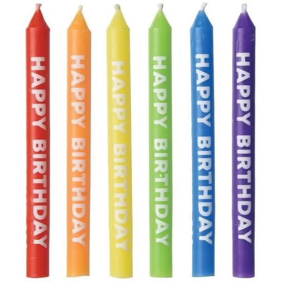 Rainbow Happy Birthday Candles (12 Pack)