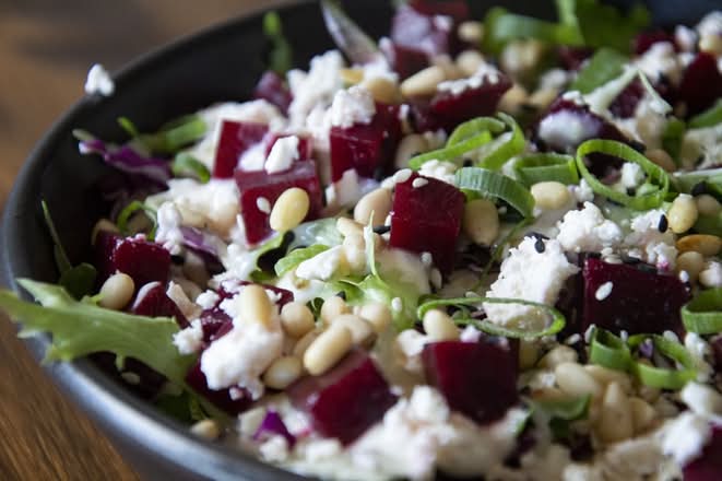 Beetroot Feta and Pine nut Salad