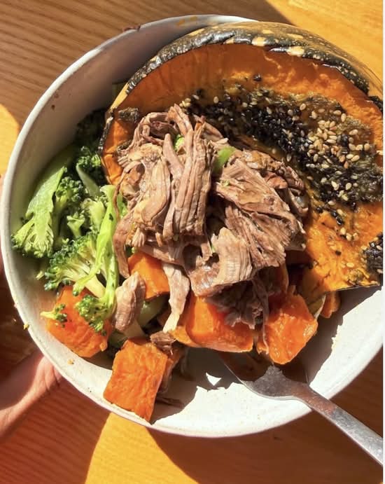 Paleo Meal: pulled beef, sweet potato & broccoli
