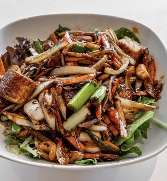 Diced Bean Curd Puff in Spicy Kung Po Sauce