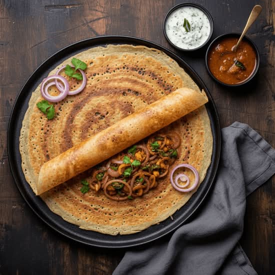 Onion Rava Masala Dosa