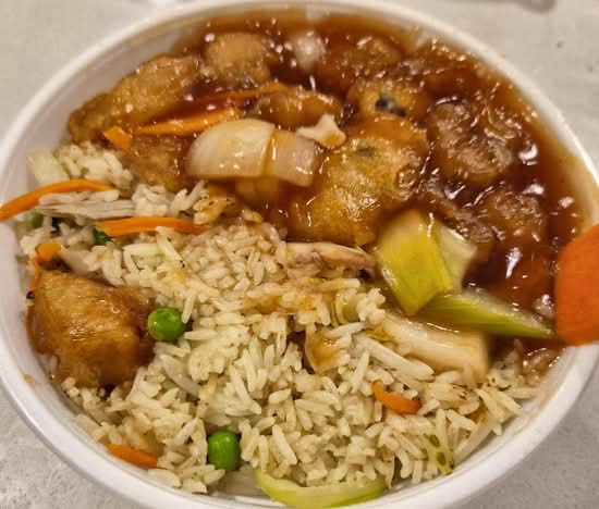 Special Fried Rice with Sweet Sour Pork in Batter