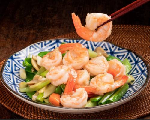 404G. Stir Fried Prawns & Vegtables in Ginger Onion Sauce 薑蔥蝦球