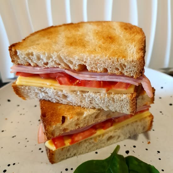Ham Cheese Tomato on sourdough  toastie