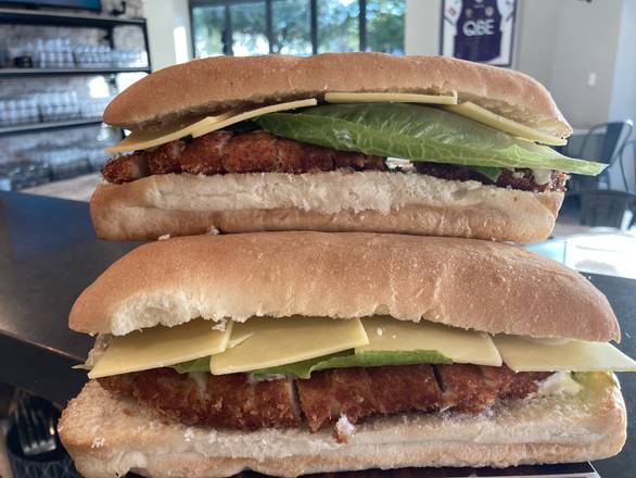 Chicken Schnitzel with Cheese Sandwich