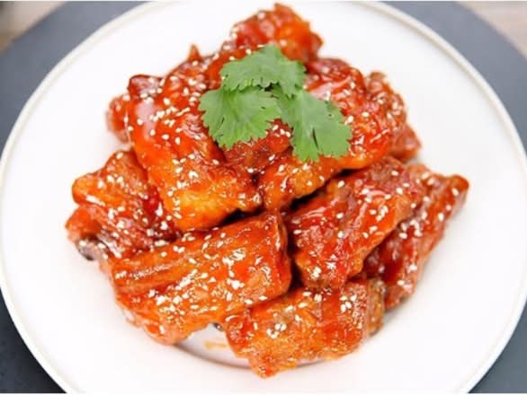 Fried Pork Ribs in Plum Sauce