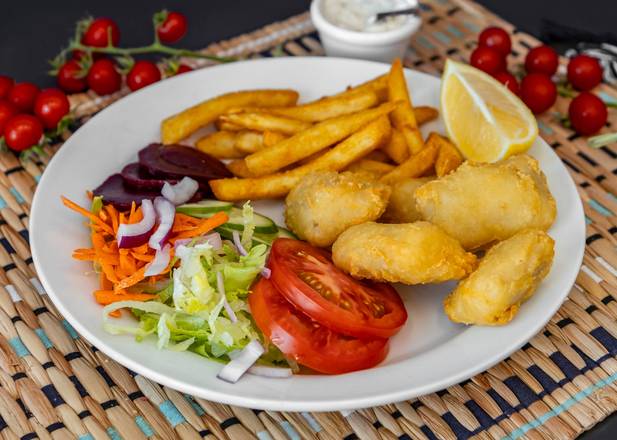 Fish Cocktails, Chips and Salad