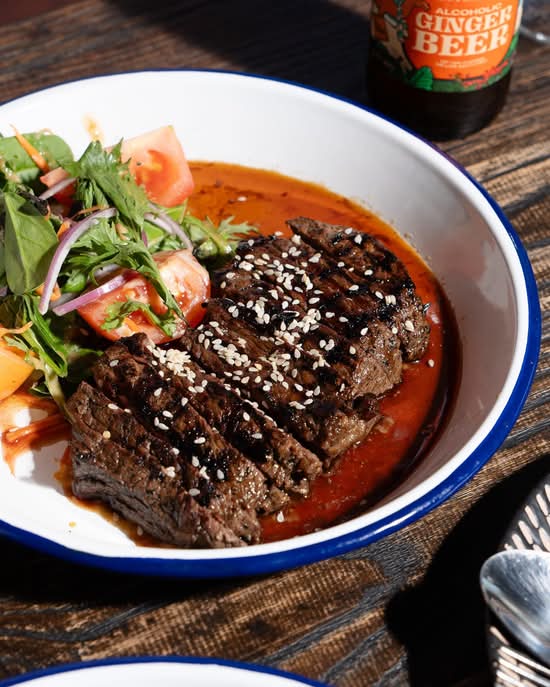 Chargrilled striploin beef teriyaki