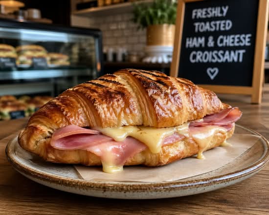 Toasted ham and cheese croissant