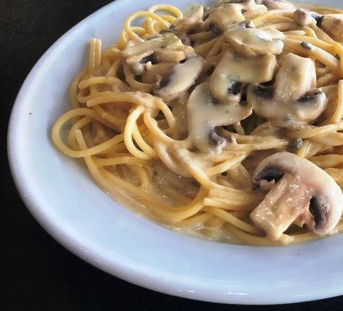Spaghetti with mushroom And 3 cheese sauce ideal for vegetarians