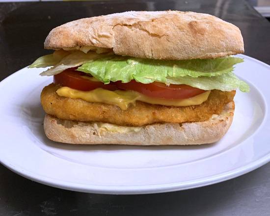 crumbed chicken schnitzel burger